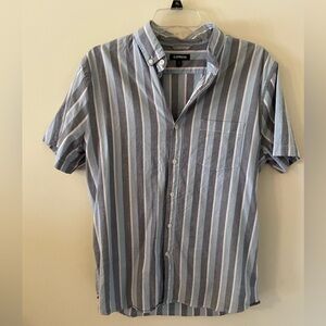 Express Men's Blue Striped Shirt